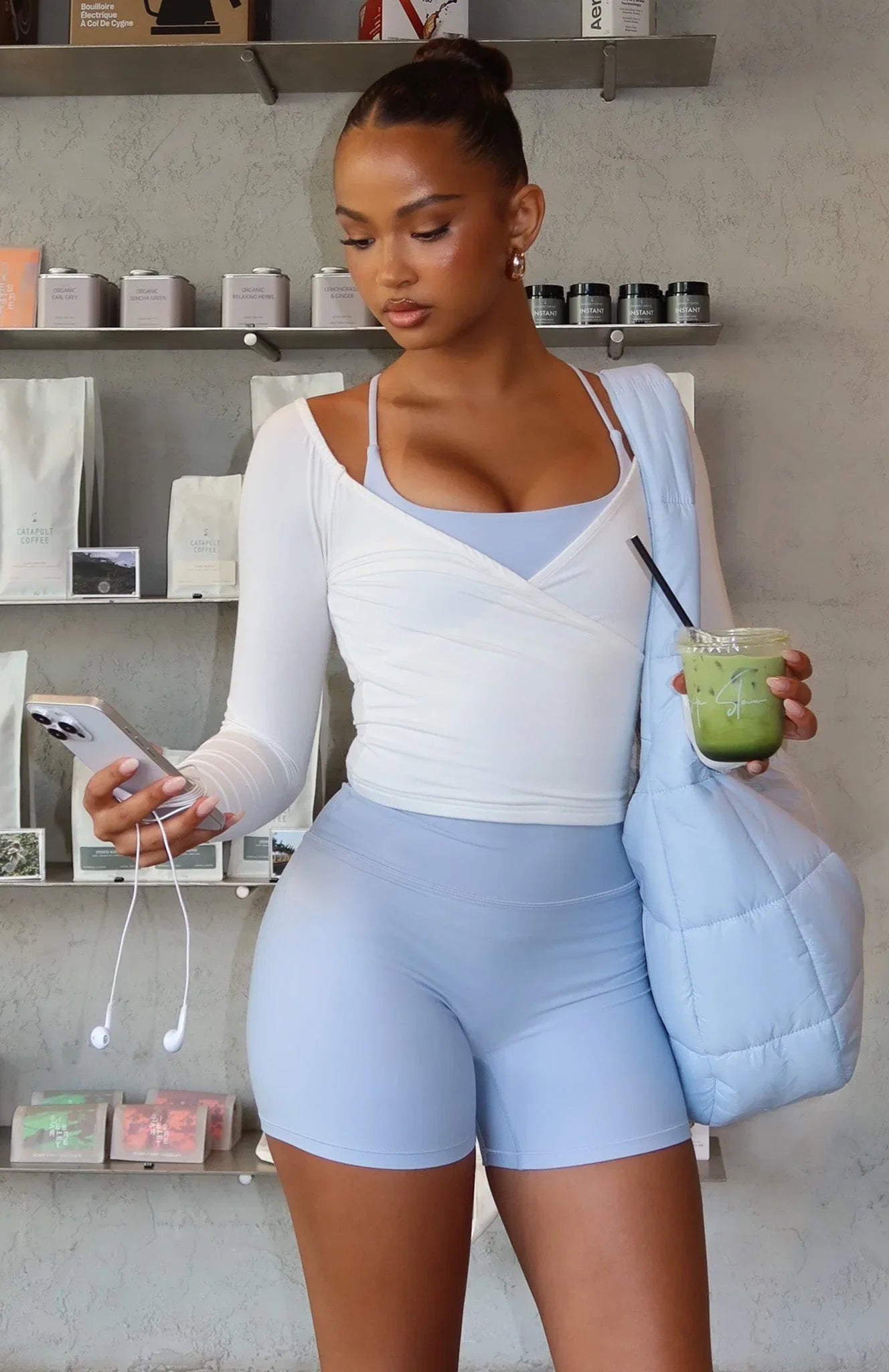 Power Princess Off Shoulder Long Sleeve Top Cream