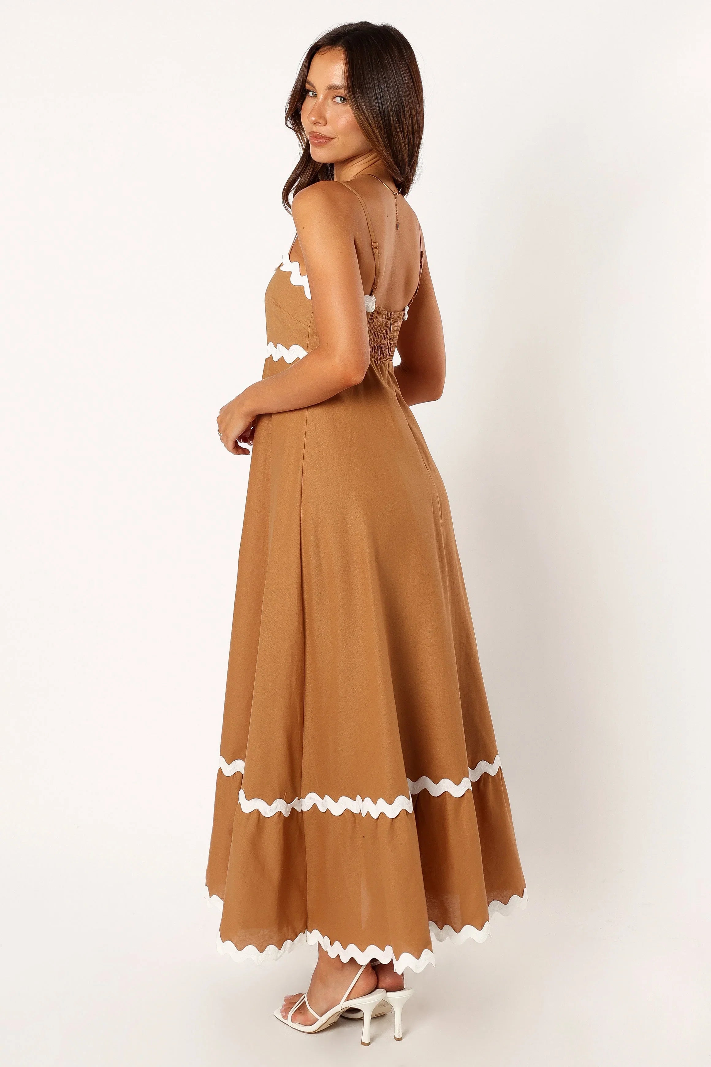 Yana Maxi Dress Tan White