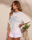 Coastal Grove Knit Palm Tree Graphic Top