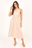 Aubrey Cutout Midi Dress Beige