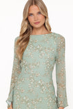 Yolanda Long Sleeve Maxi Dress Sage Green Floral