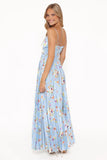 Naira Pleated Maxi Dress Cornflower Blue Floral