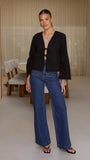 Kiera Tie Front Top Black