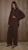Zaila Long Sleeve Shirt Burgundy White Stripe