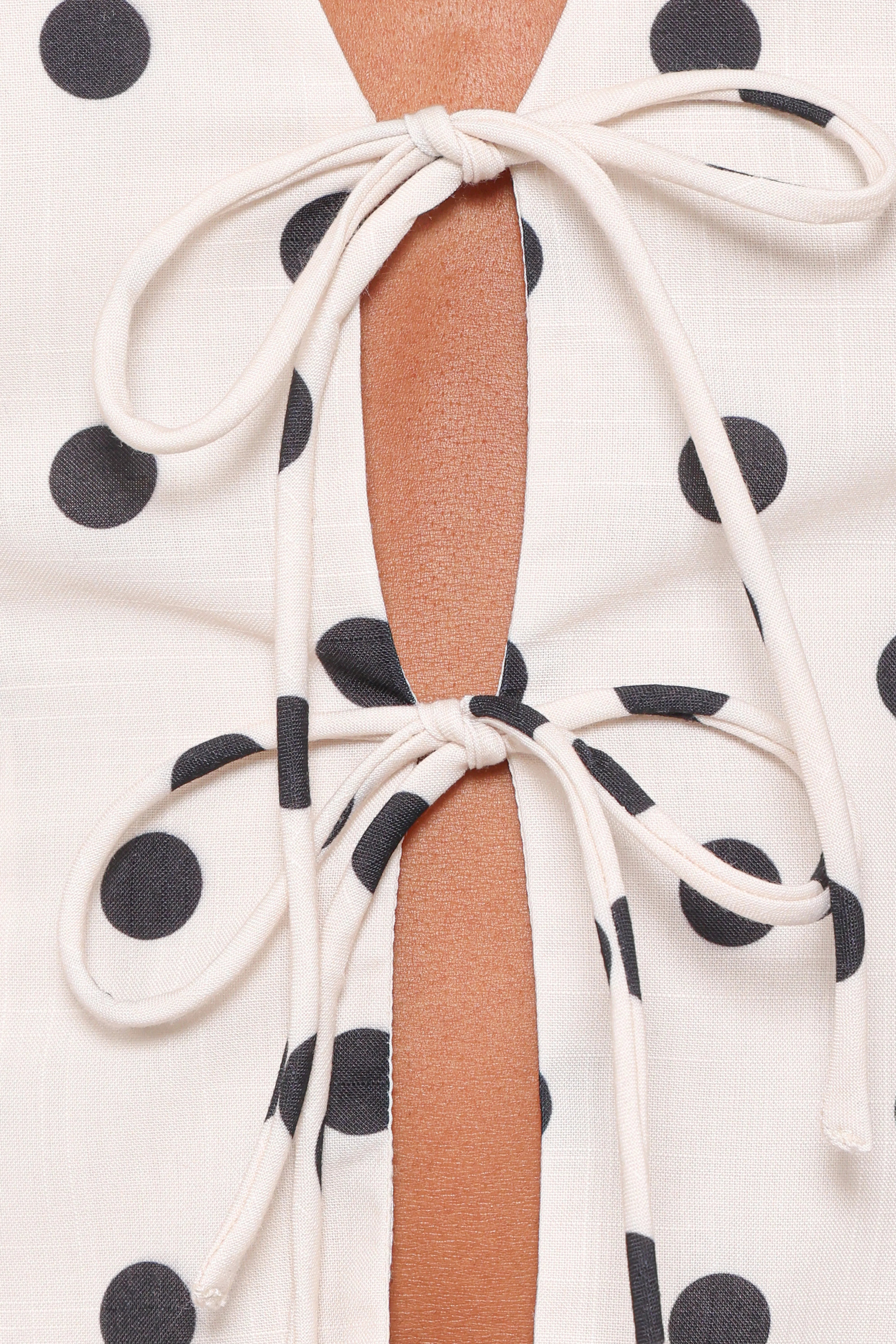 Zoie Tie Front Vest Cream Polka Dot