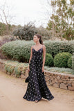 Naira Pleated Maxi Dress Black Polka Dot