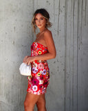 Imani Strapless Floral Applique Mini Dress
