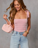 Senia Ruched Shoulder Tie Bodysuit