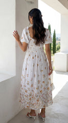 Lunaria Floral Midi Dress Ivory White