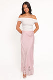 Alira Lace Trim Midi Skirt Pale Pink