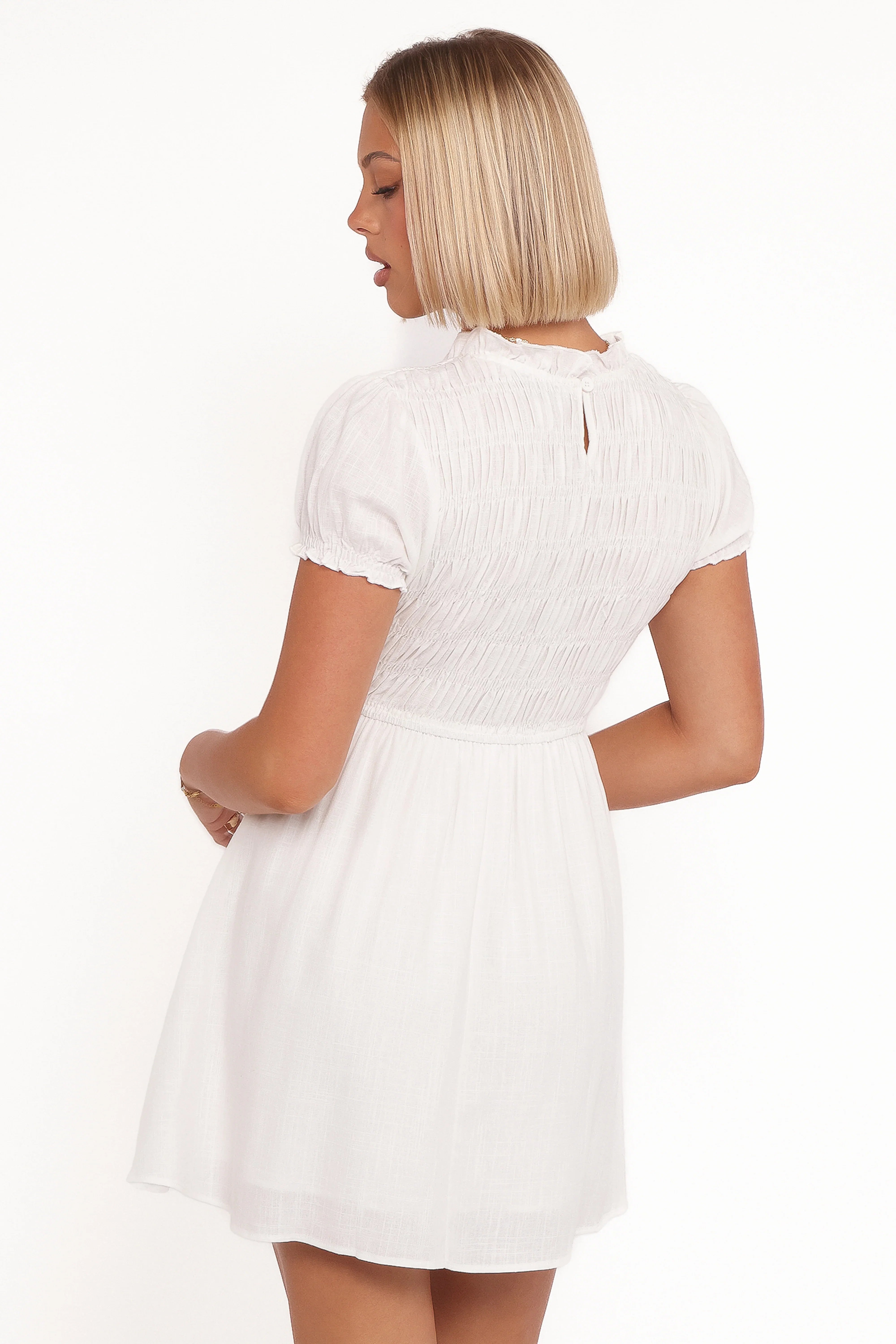 Emari Puff Sleeve Mini Dress White