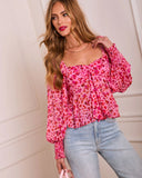 Heart Reservation Printed Bust Tie Top