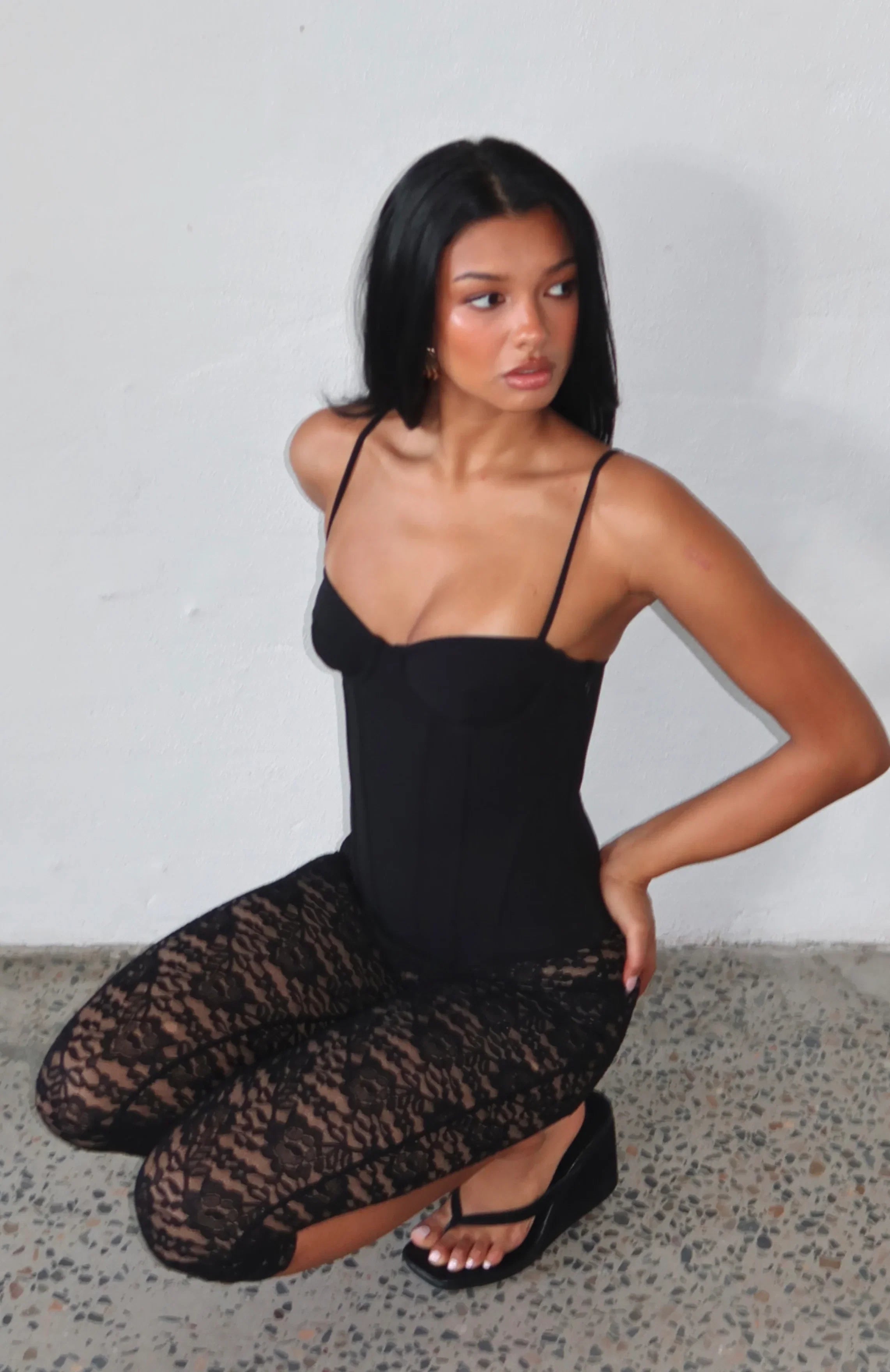 Vibe With Me Lace Capri Pants Black