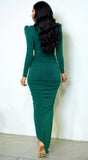 Azra Metallic Maxi Dress Green