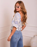 Honeyed Bluebell Smocked Novelty Blouse