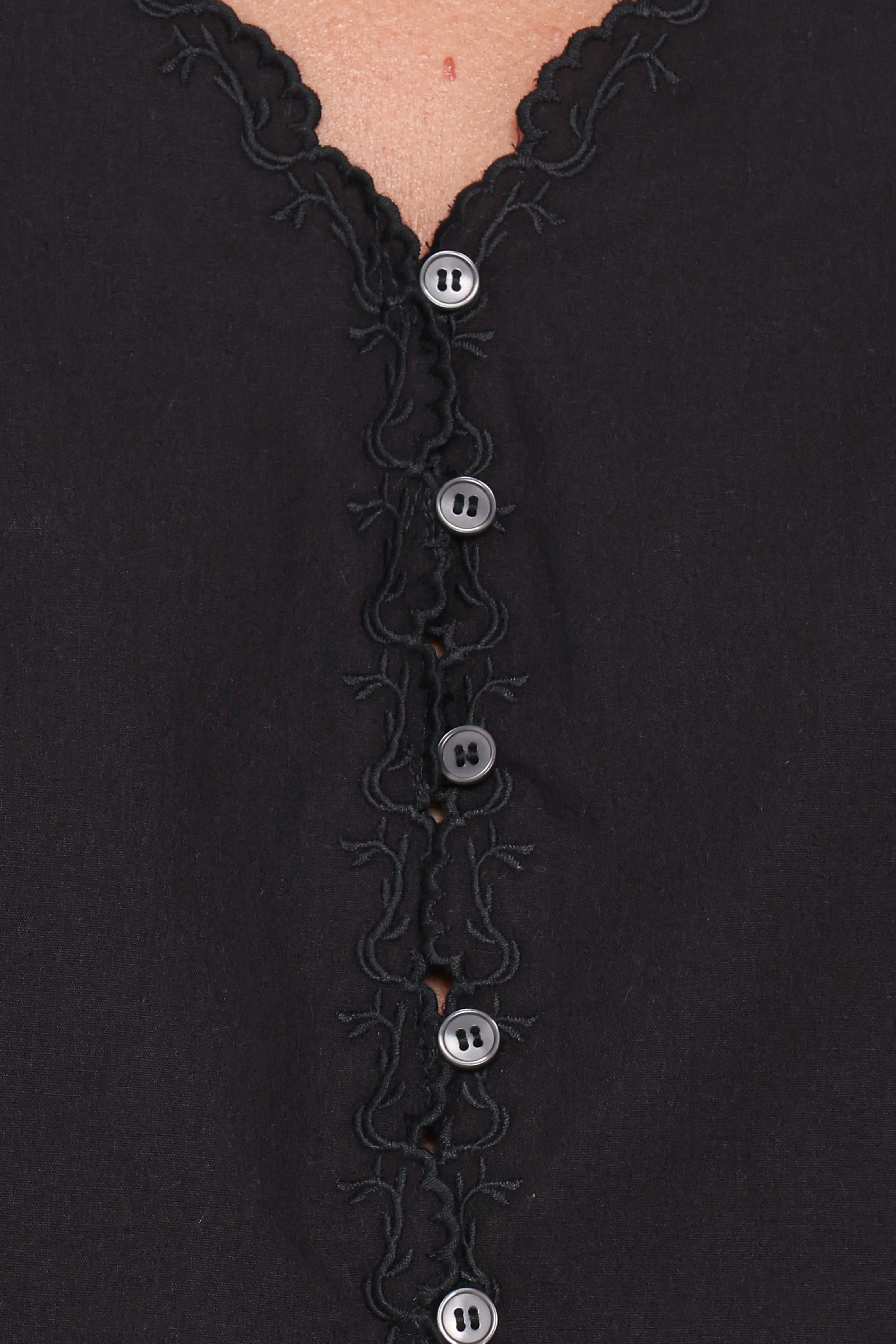 Lori Lace Trim Top Black