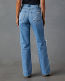 Sequoia Stretch High Rise Straight Leg Distressed Jeans