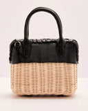 Sunelle Straw Basket Color Block Handbag
