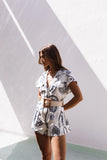 Georgina Tie Waist Romper Navy