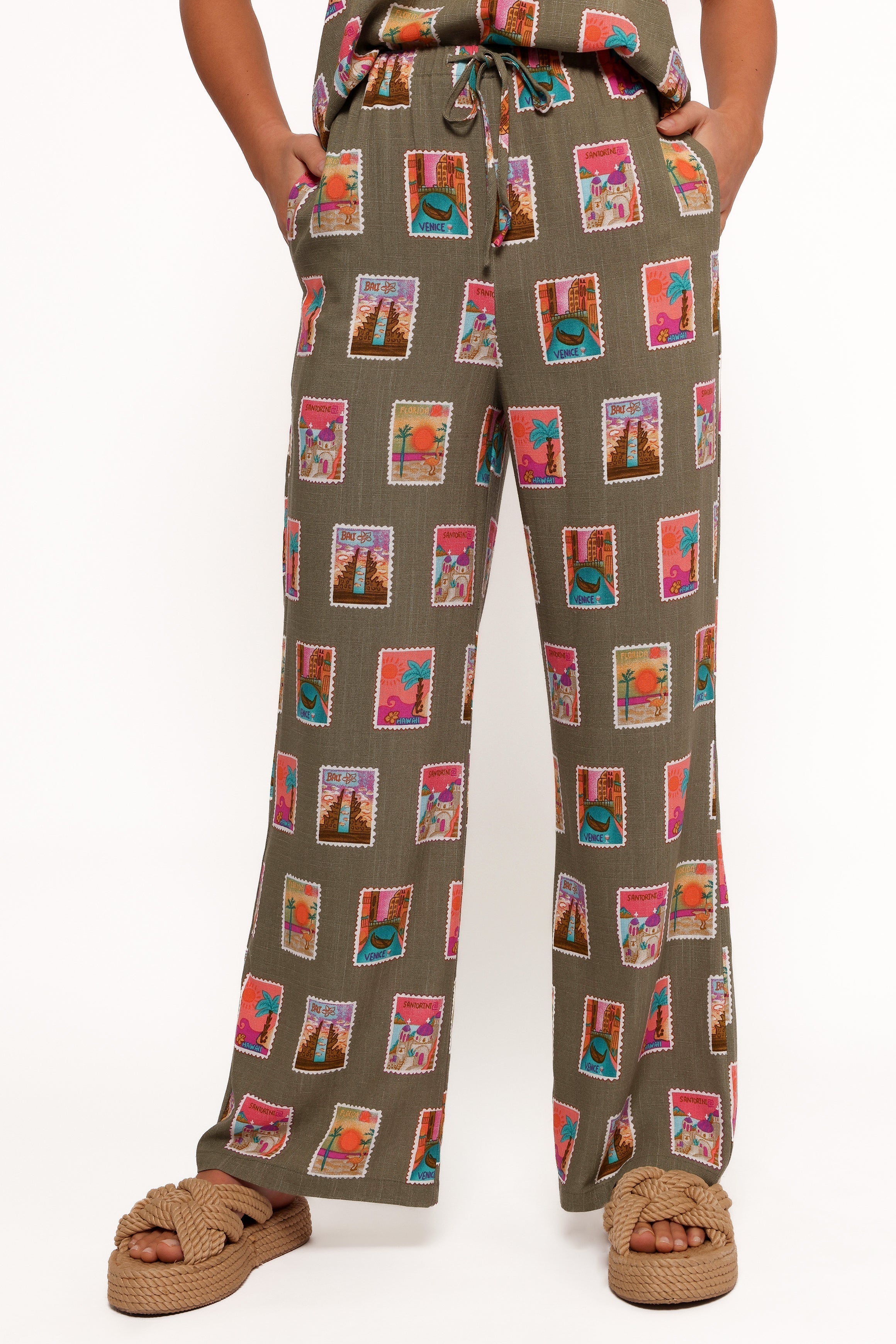 Hana Pants Olive Print