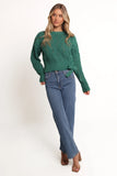 Birdie Tie Side Knit Sweater Emerald