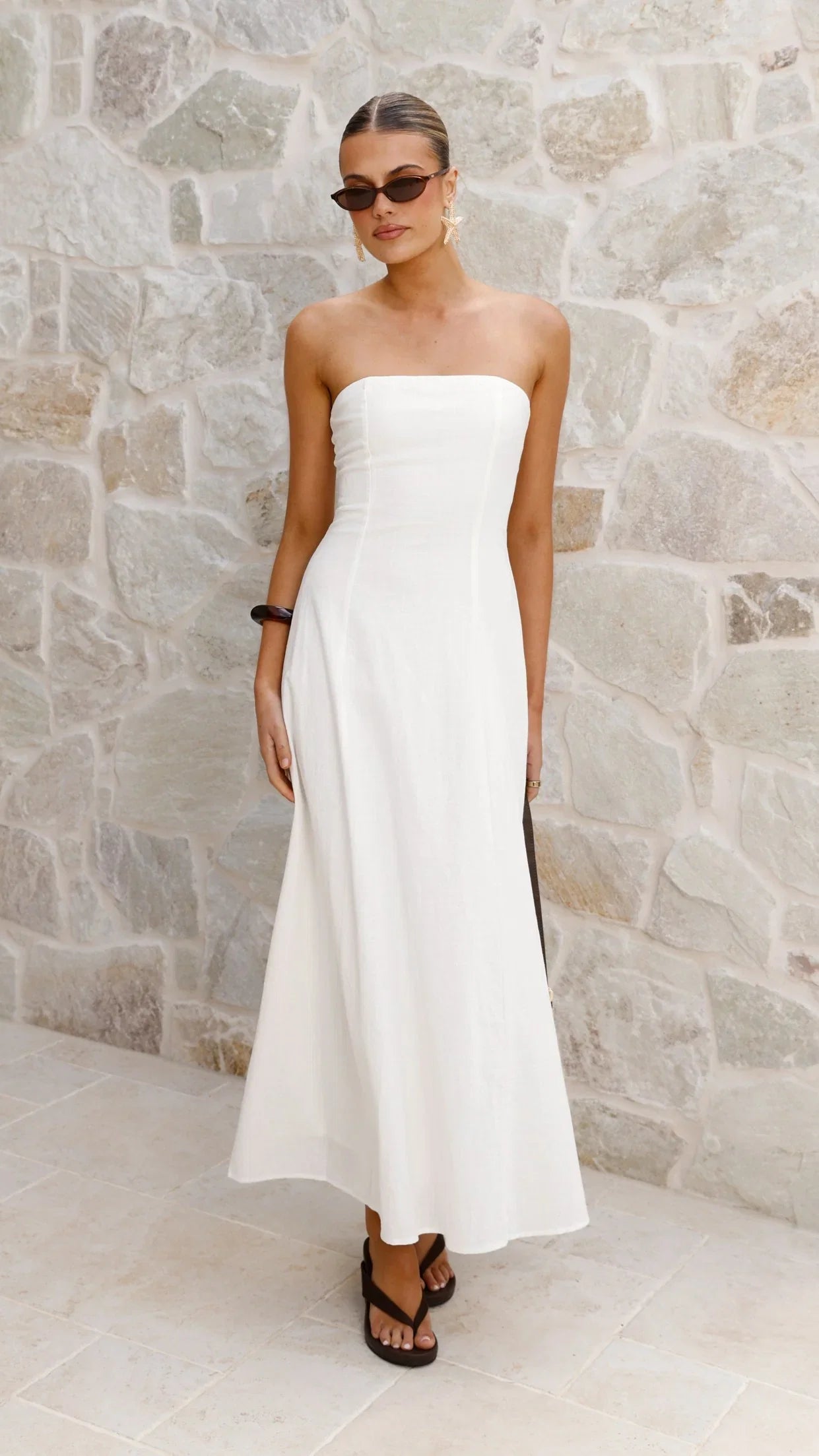 Astrid Strapless Maxi Dress White
