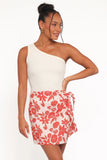 Calypso Wrap Mini Skirt Red Floral