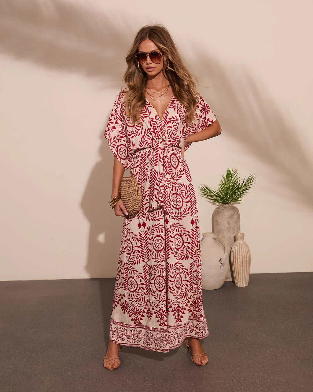 Carlea Abstract Print Waist Tie Jumpsuit