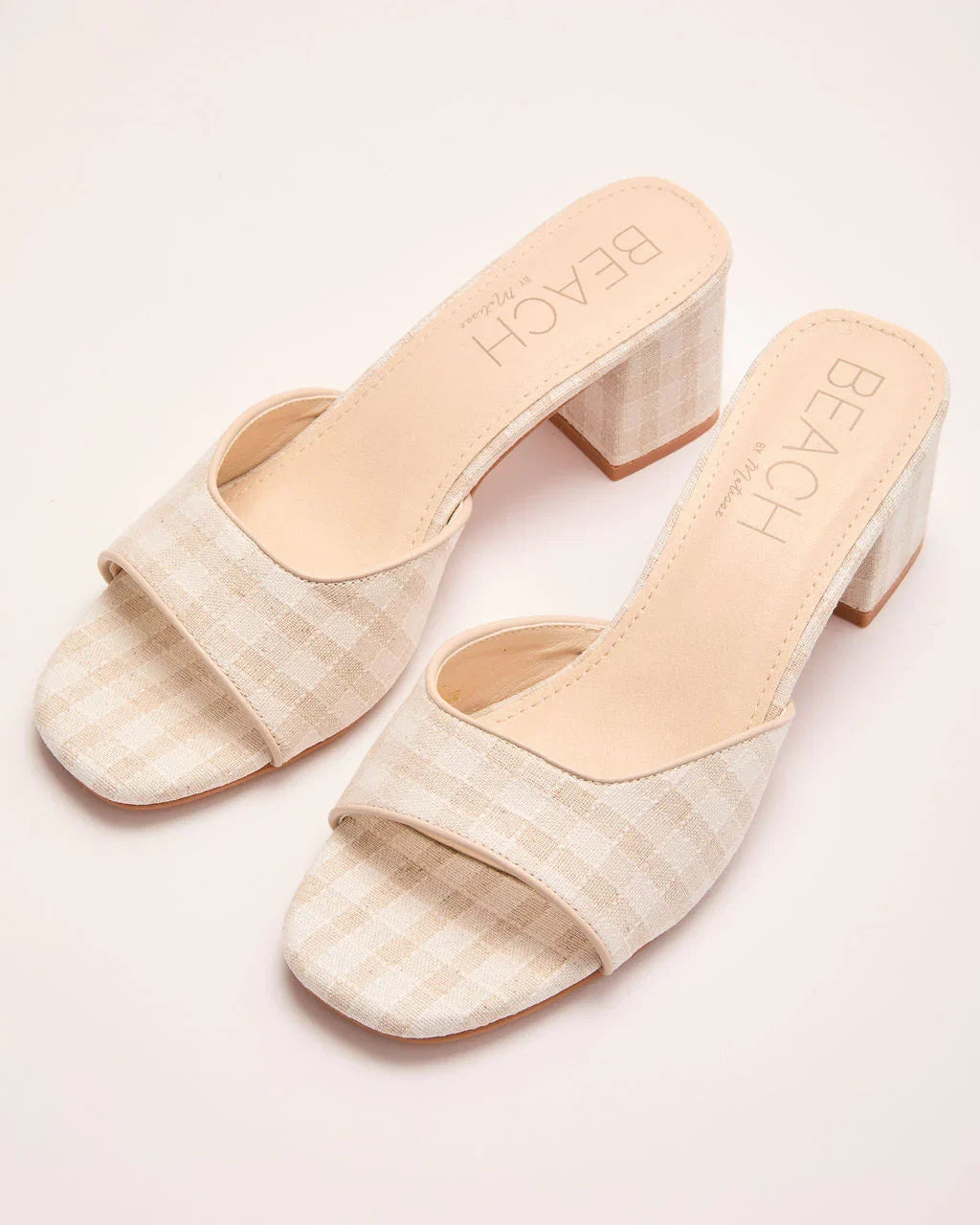 Kristie Gingham Print Heeled Mule