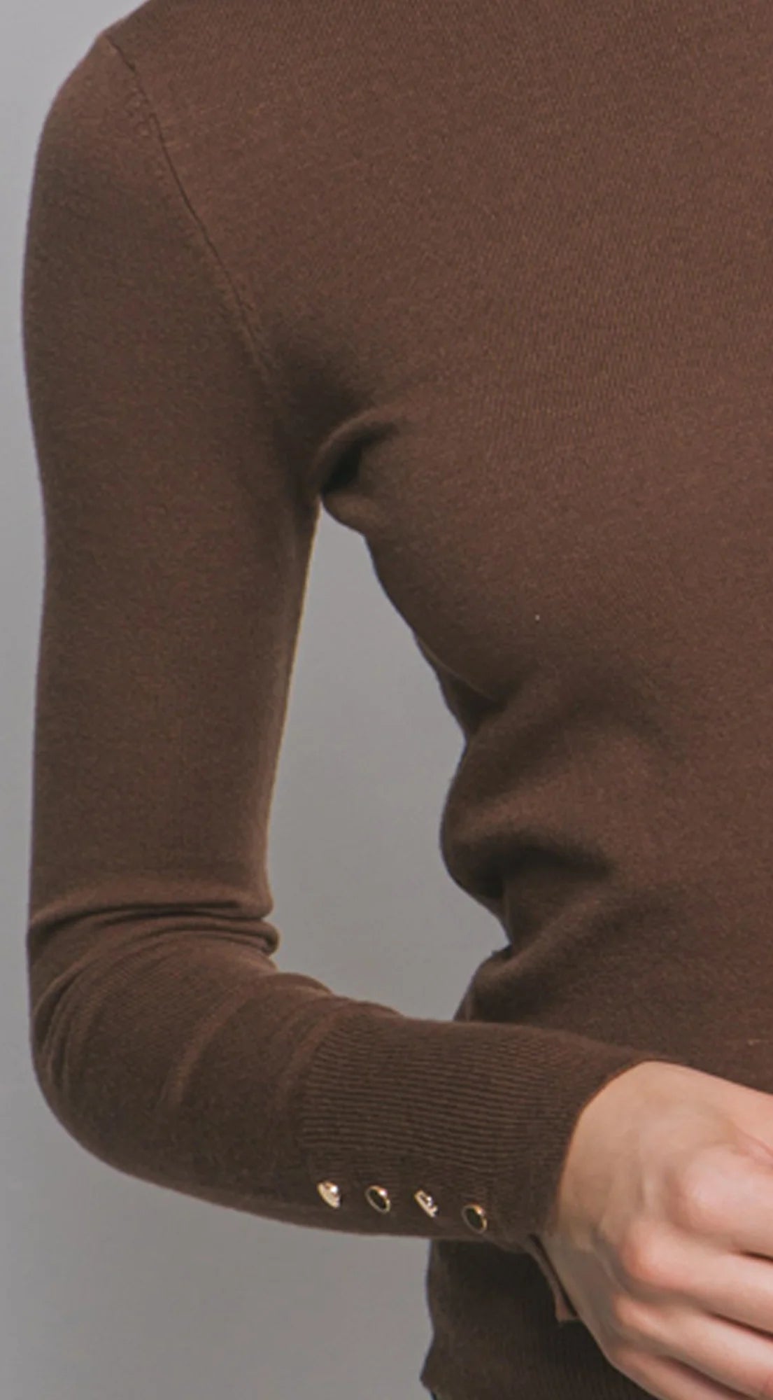 Gigi High Neck Long Sleeve Top Brown