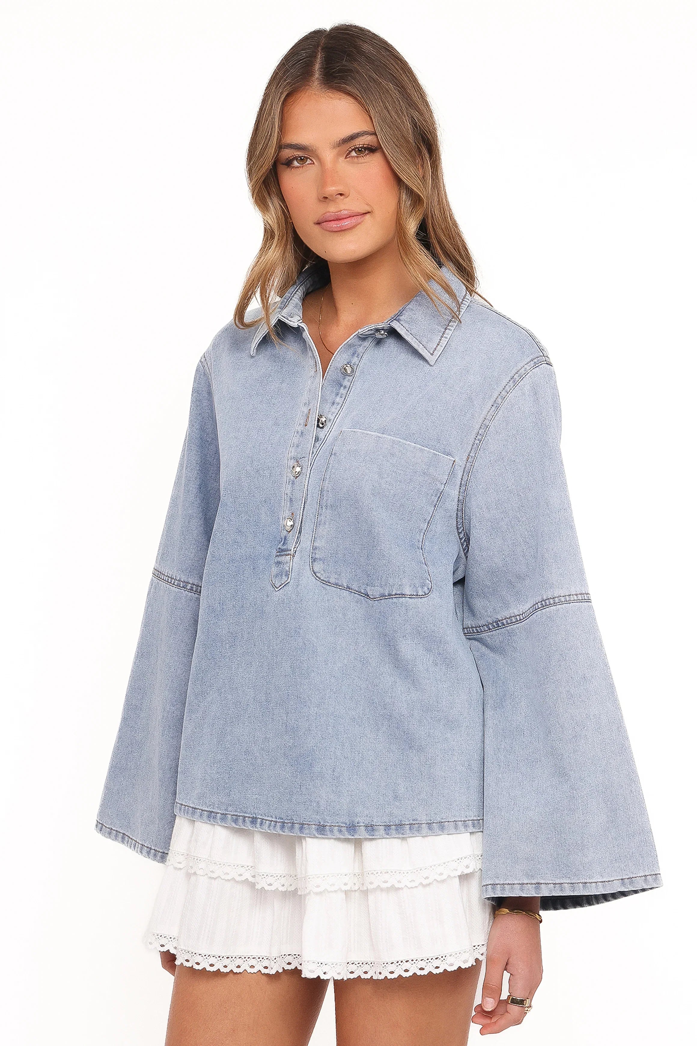 Celestia Denim Top Light Wash