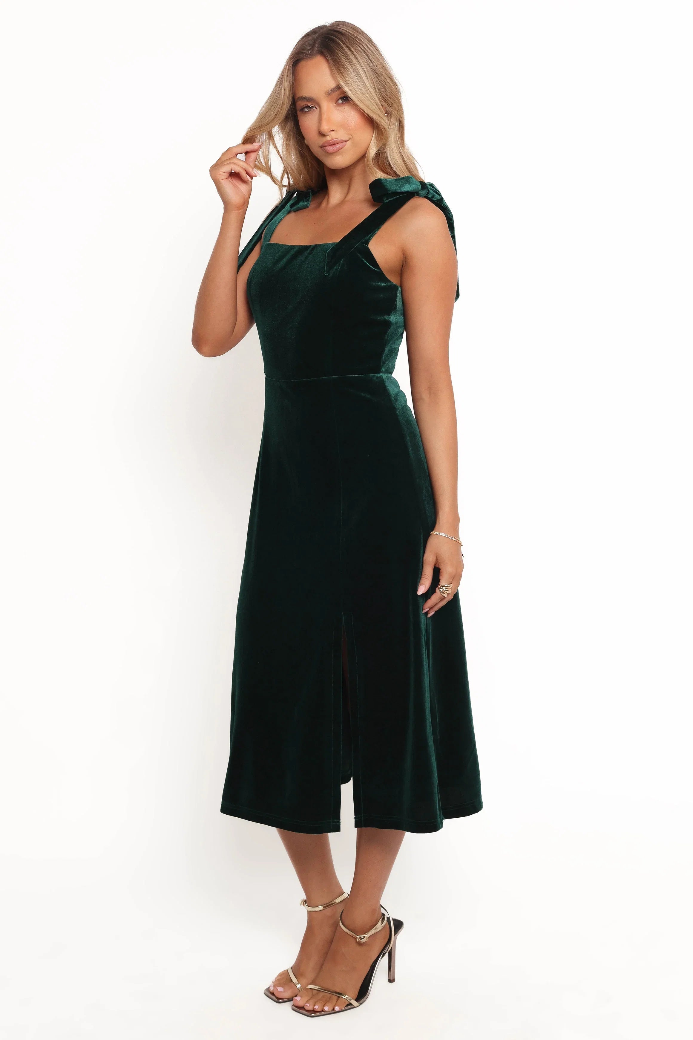 Laurel Velvet Midi Dress Emerald Green