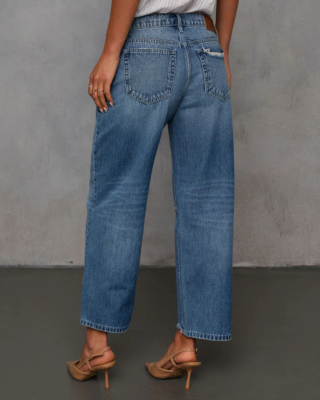 Olsen Rigid Distressed Barrel Jeans