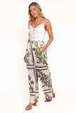 Lara Wide Leg Pants Olive Print