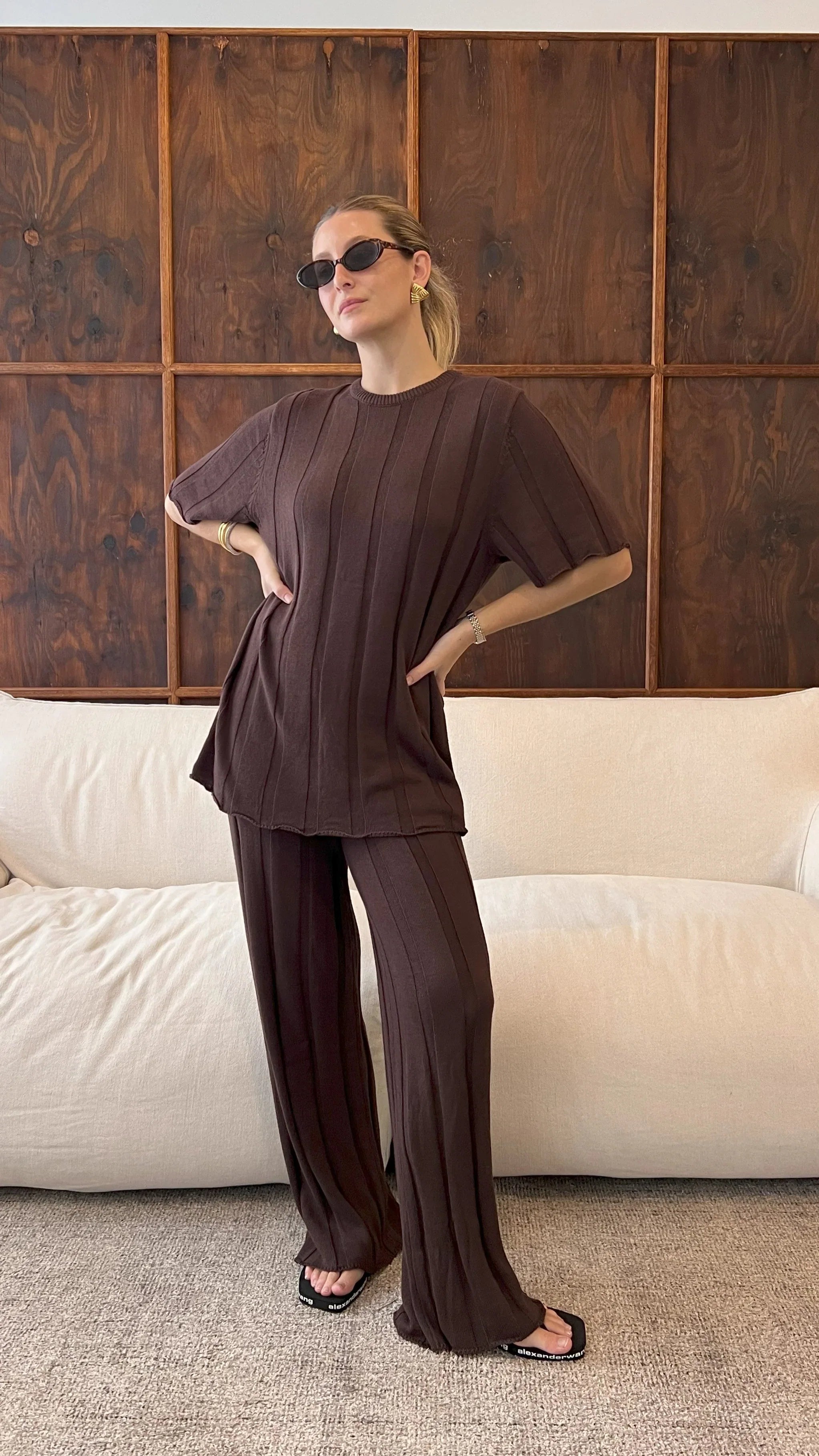 Bayu Knit Pants Brown
