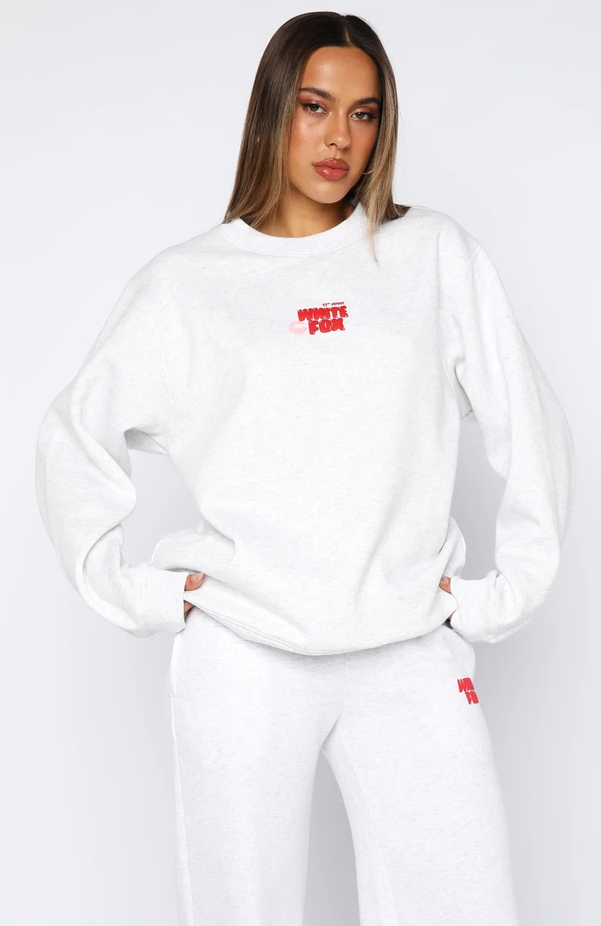 11th Street Sweet Kisses Oversized Sweater Cherry Glaze