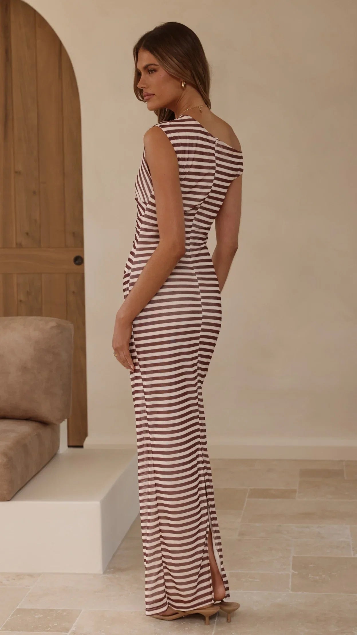 Lilani Maxi Dress Brown Stripe