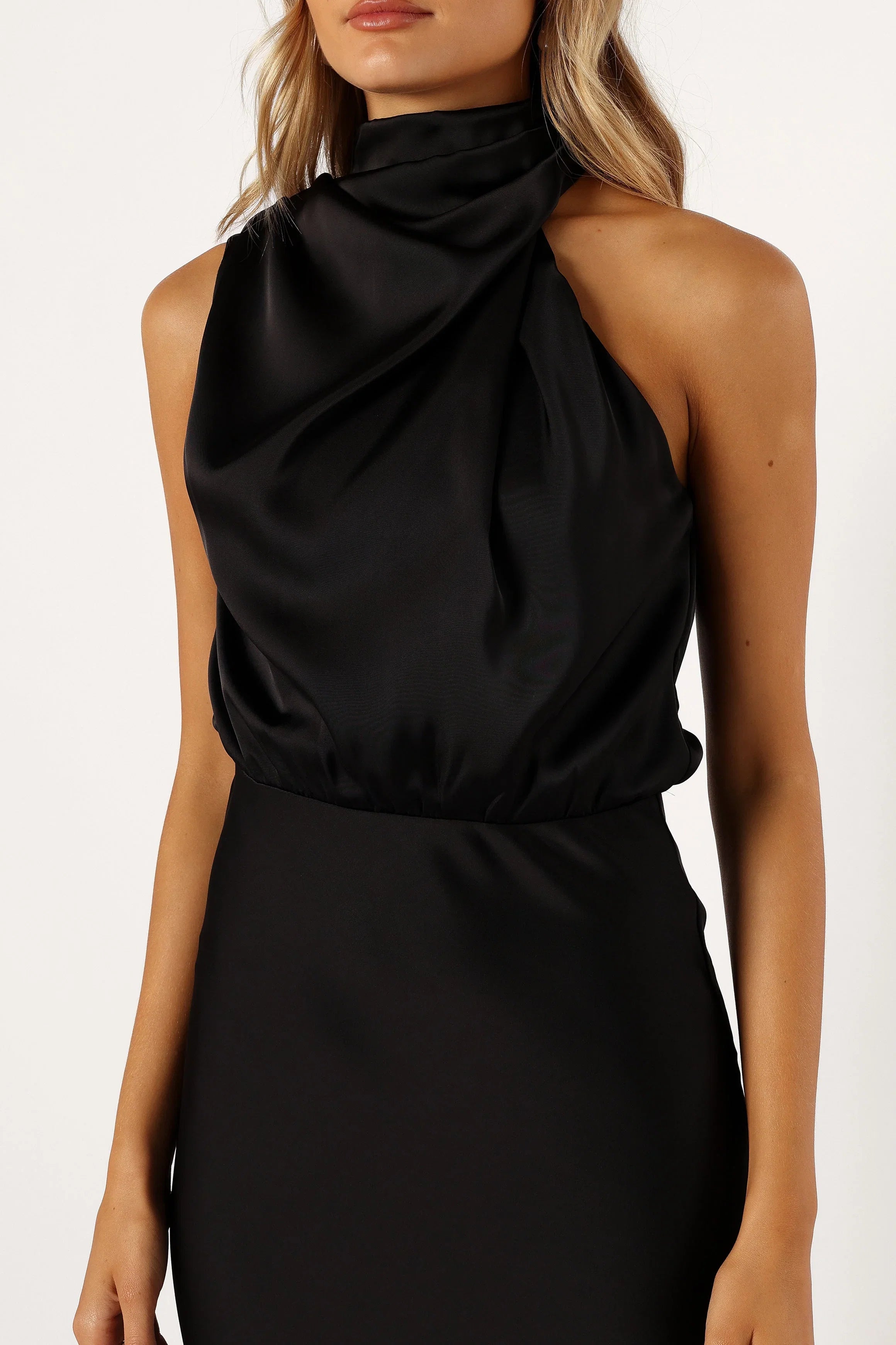 Anabelle Halter Neck Midi Dress Black