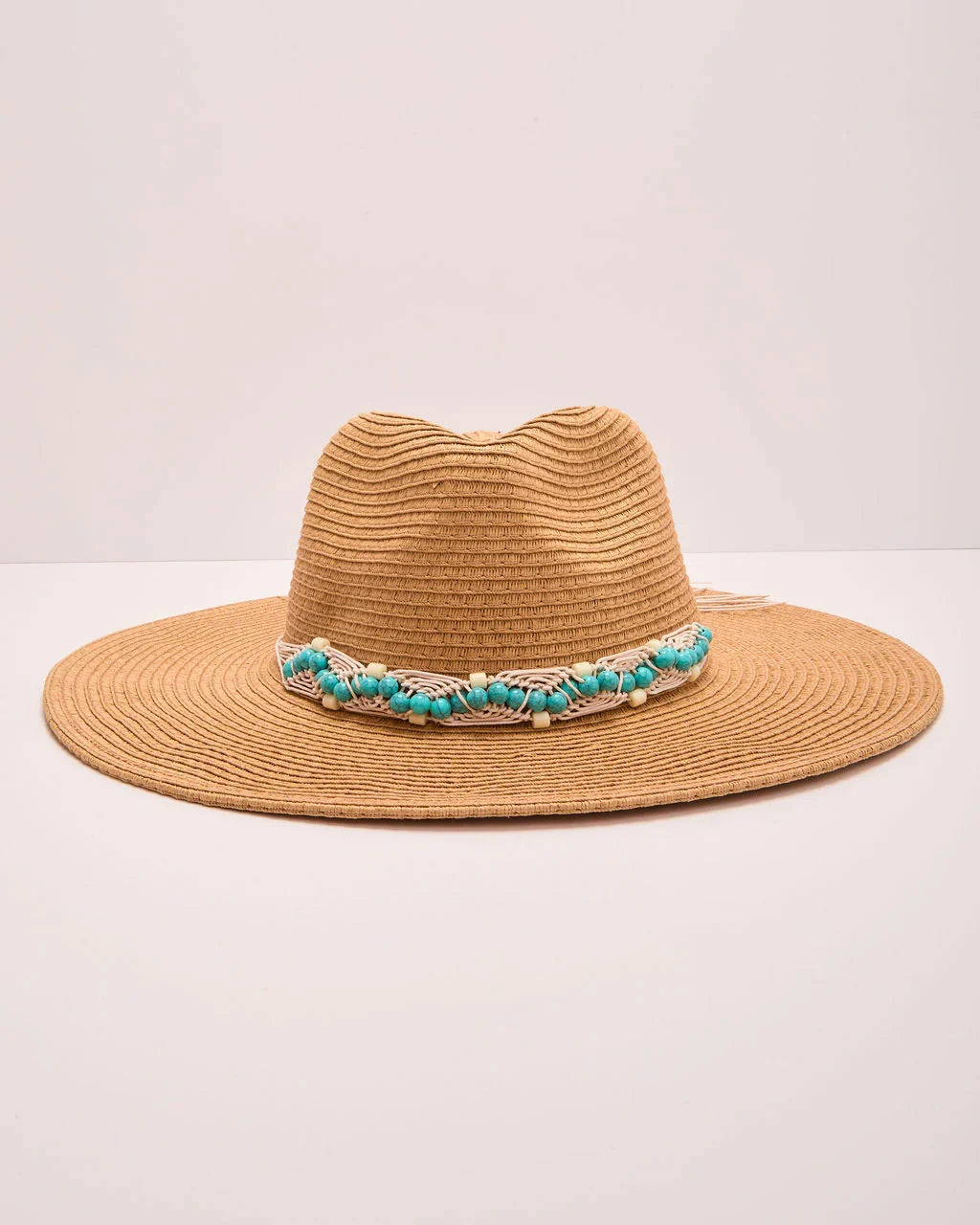 Hello Sun Beaded Band Woven Straw Hat