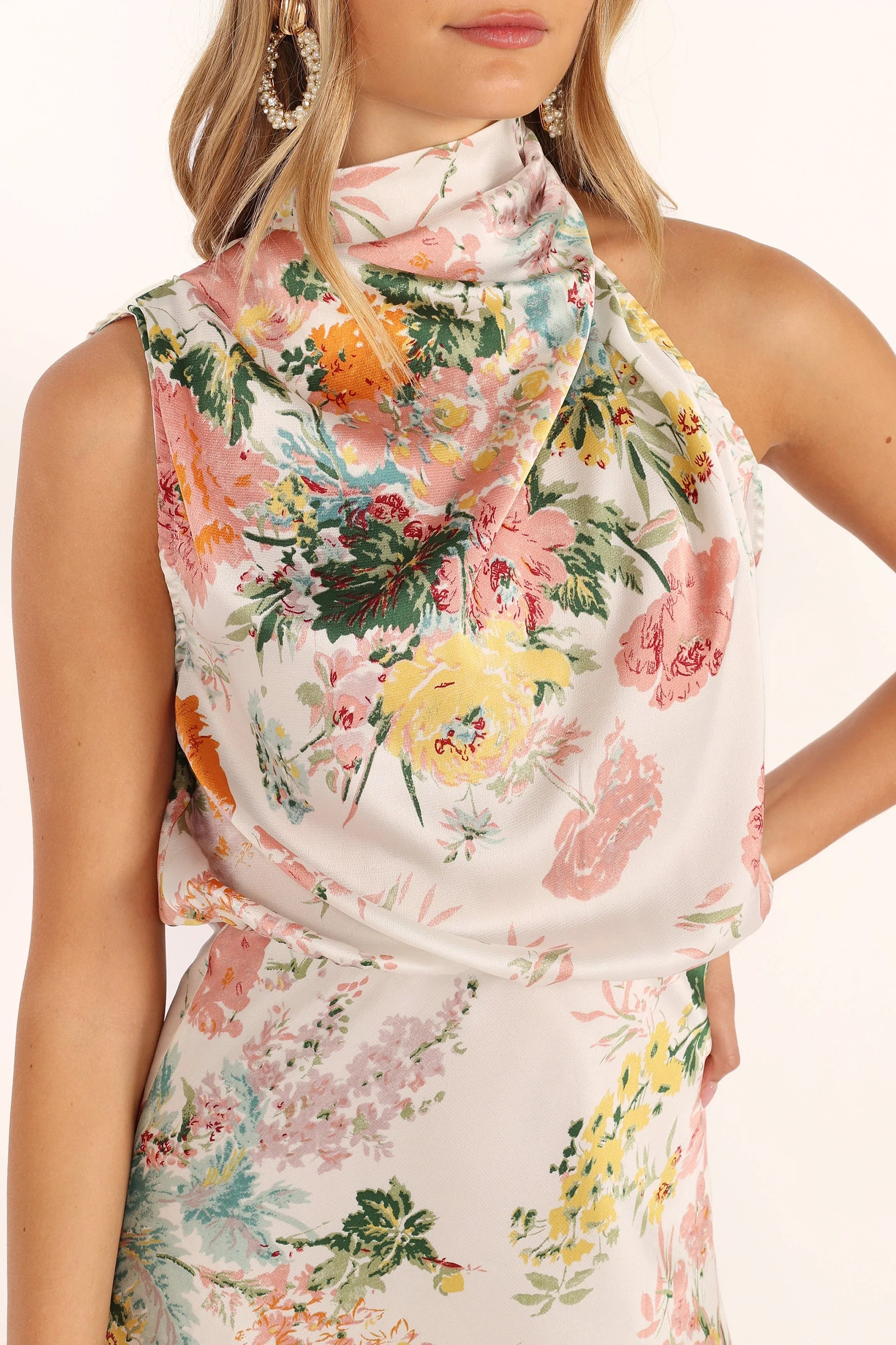 Anabelle Halter Neck Mini Dress White Floral