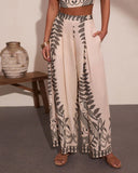 Riviera Nights Tropical Paisley Print Wide Leg Pants