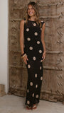 Beverly Maxi Dress Black Cream Polka Dot