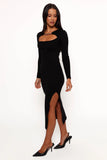 Elissa Long Sleeve Midi Dress Black