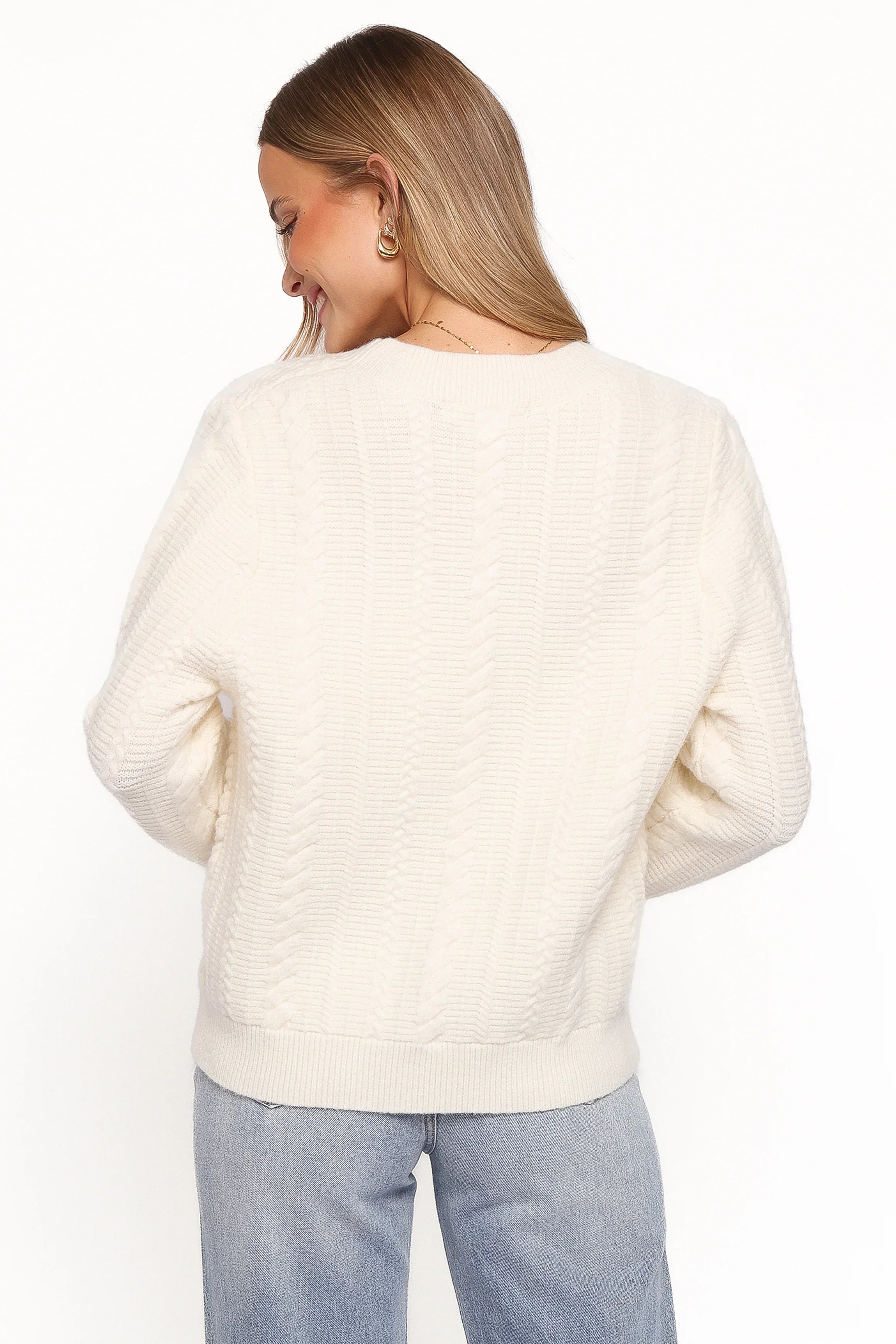 Bree Velvet Bow Cardigan Cream