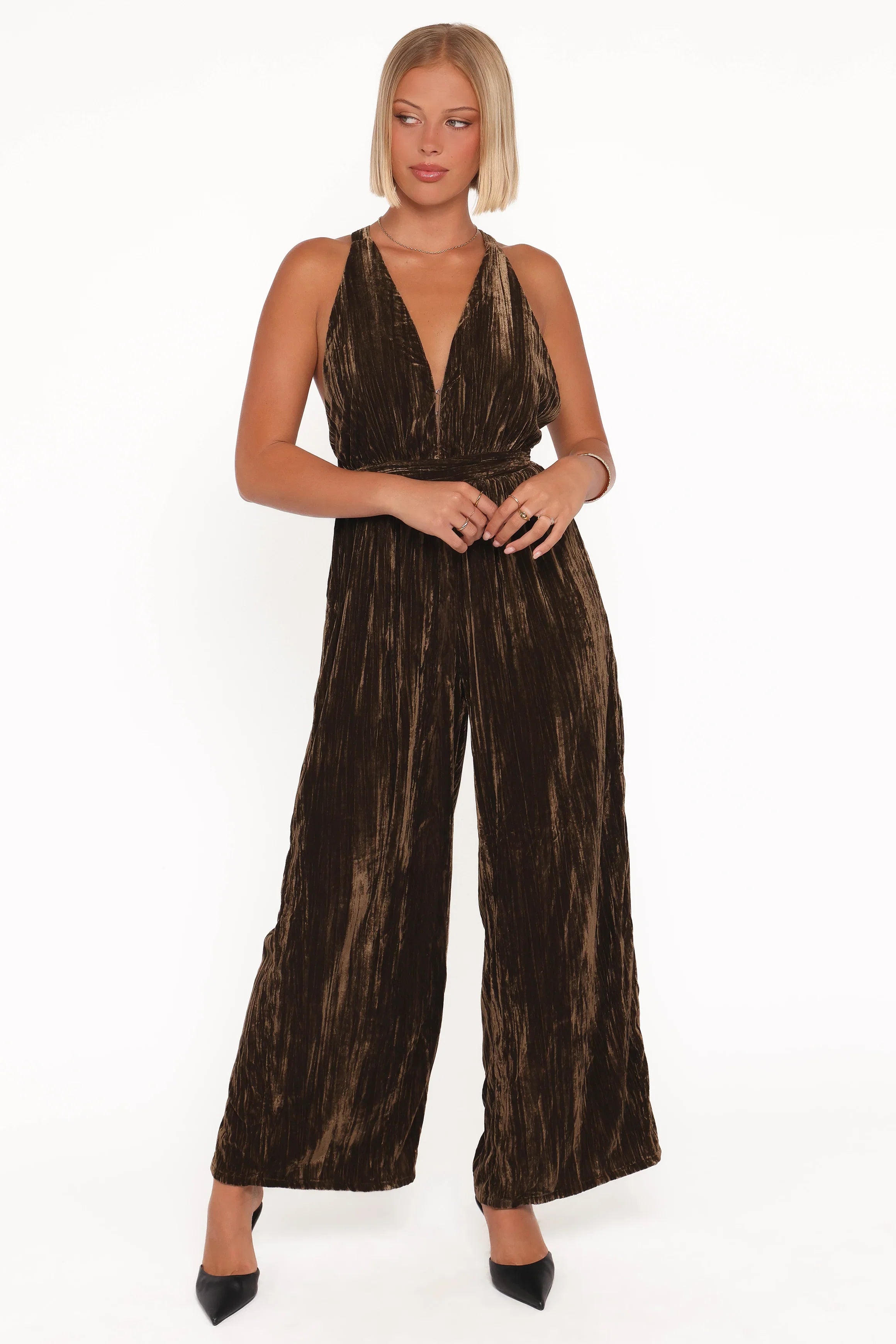 Melody Velvet Jumpsuit Mocha Olive