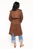 Micha Faux Suede Trench Coat Brown