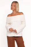 Kenny Off Shoulder Knit Sweater Cream