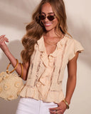 Sunlit Reverie Ruffle Lace Trim Top