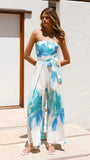 Maisy Strapless Jumpsuit Blue Teal