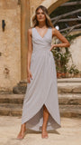 Pamela V Neck Maxi Dress Silver